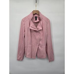Clara Sun Woo Women’s Pink Liquid Leather Moto Jacket Size XS